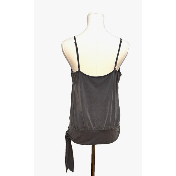 Allison Joy Charcoal Gray V Neck Spaghetti Strap Faux Wrap Side Tie Cami Small - Picture 4 of 7